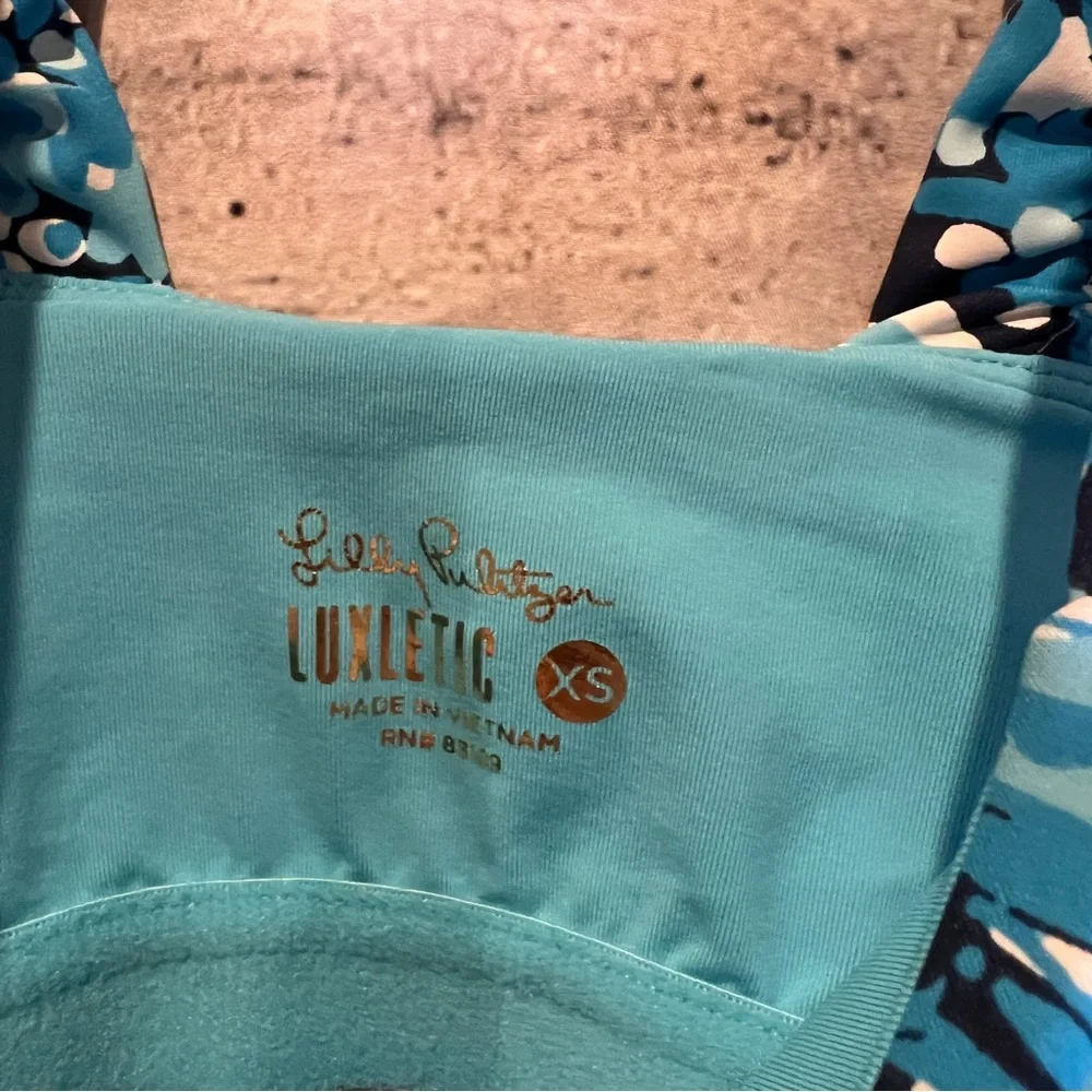 Lilly Pulitzer Luxletic Noelani Mermaizing White Blue UPF 50 Stretch Dress XS - Picture 4 of 8